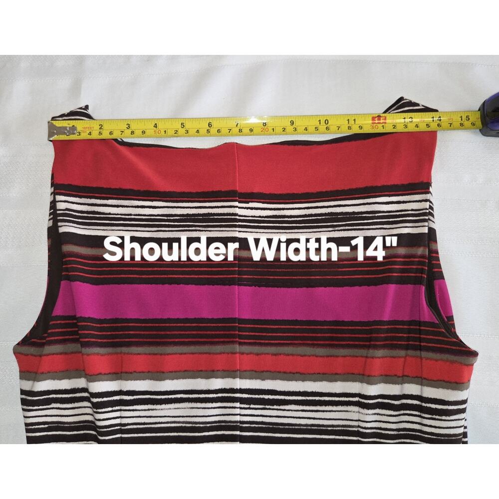 Anne Klein Sheath Dress Womens 6 Striped Draped Cowl Sleeveless Bold Print Party - Picture 12 of 16